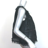 Isabel Marant Ruffled Tank Top Ouda Black Lace-Trim Ramie Size 40