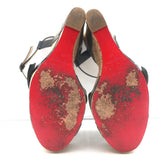 Christian Louboutin Miss Cristo 140 Cork Wedge Sandals Black Leather Size 38