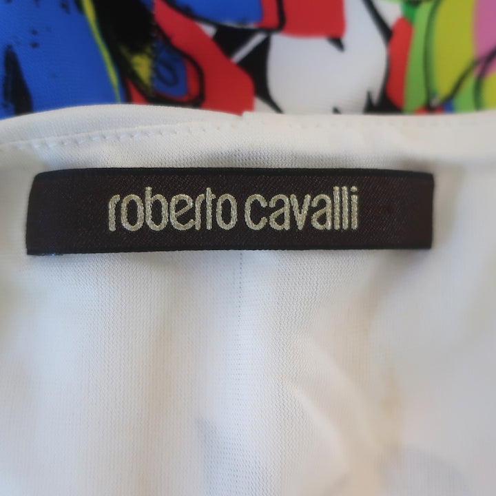 Roberto Cavalli Floral Print Mini Dress Black/Multicolor Stretch Jersey Size 42