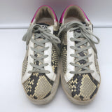 Golden Goose Superstar Snakeskin Low Top Sneakers Ivory/Gray Size 37