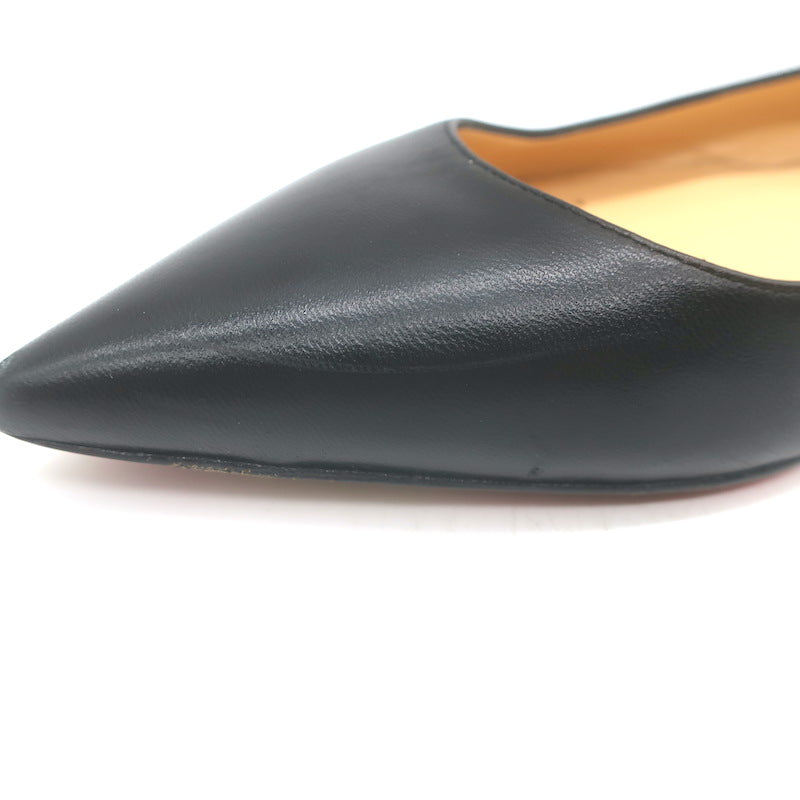 Christian Louboutin Ballalla Pointed Toe Ballet Flats Black Leather Size 39.5