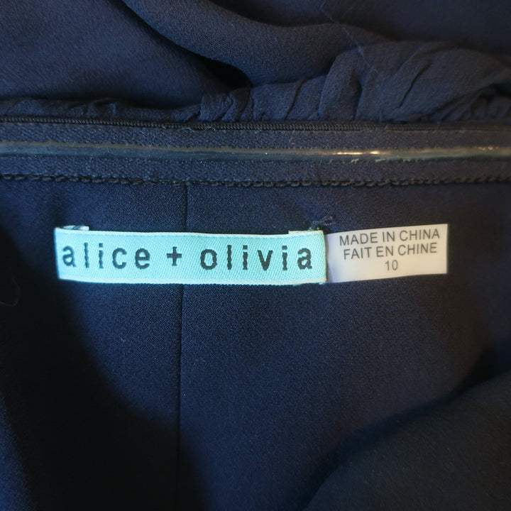 Alice + Olivia Austin Strapless Draped Mini Dress Navy Chiffon Size 10