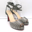 Christian Louboutin Ankle Wrap Platform Sandals Pewter Leather Size 39.5