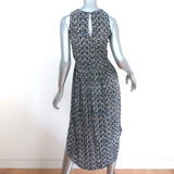 Ulla Johnson Sleeveless Midi Dress Cowrie Navy Printed Smocked Silk Size 2