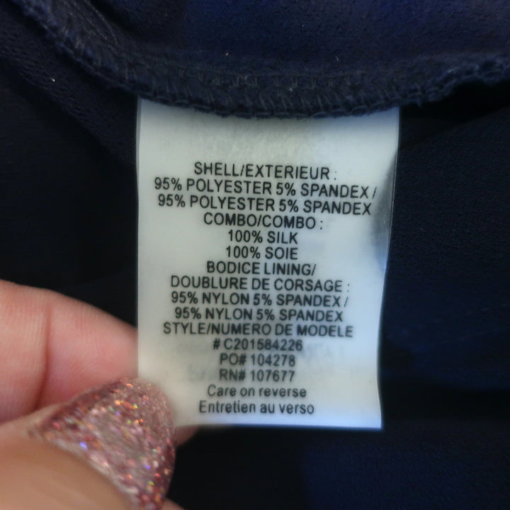Alice + Olivia Austin Strapless Draped Mini Dress Navy Chiffon Size 10