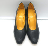 Celine Petal Heel Pumps Black Leather Size 38.5