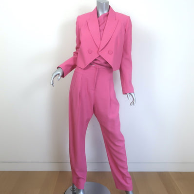 The Sei Three-Piece Suit Pink Size 4 Cropped Blazer Draped Top & Trouser Set