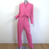 The Sei Three-Piece Suit Pink Size 4 Cropped Blazer Draped Top & Trouser Set