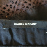 Isabel Marant Ruffled Tank Top Ouda Black Lace-Trim Ramie Size 40