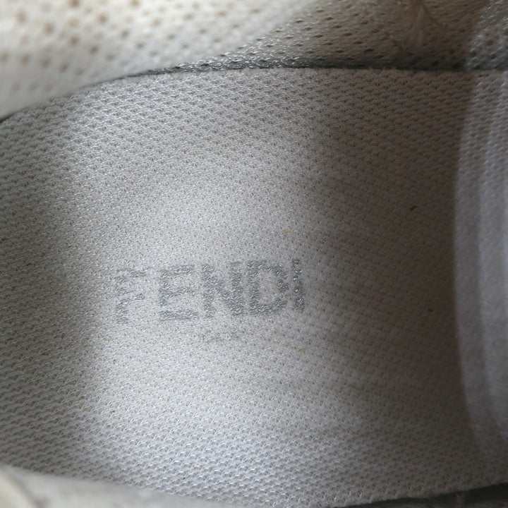 Fendi Mania Low Top Sneakers Cream Leather Size 37.5