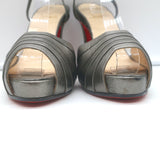 Christian Louboutin Ankle Wrap Platform Sandals Pewter Leather Size 39.5