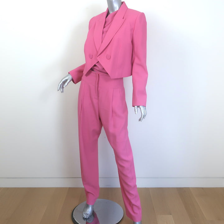 The Sei Three-Piece Suit Pink Size 4 Cropped Blazer Draped Top &amp; Trouser Set