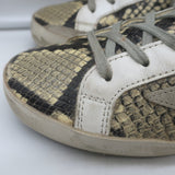 Golden Goose Superstar Snakeskin Low Top Sneakers Ivory/Gray Size 37