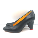 Celine Petal Heel Pumps Black Leather Size 38.5