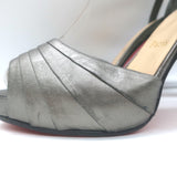 Christian Louboutin Ankle Wrap Platform Sandals Pewter Leather Size 39.5