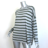Vince Striped Long Sleeve Tee Heather Gray/Dark Green Jersey Size Large NEW