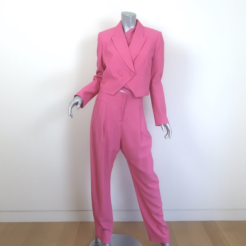 The Sei Three-Piece Suit Pink Size 4 Cropped Blazer Draped Top &amp; Trouser Set