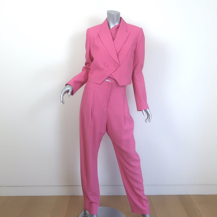The Sei Three-Piece Suit Pink Size 4 Cropped Blazer Draped Top &amp; Trouser Set