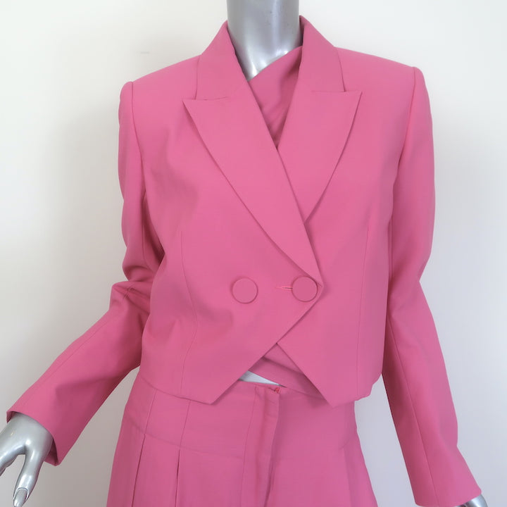 The Sei Three-Piece Suit Pink Size 4 Cropped Blazer Draped Top &amp; Trouser Set