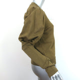 Ulla Johnson Puff Sleeve Sweatshirt Philo Olive Cotton Size Small