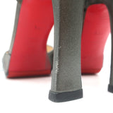 Christian Louboutin Ankle Wrap Platform Sandals Pewter Leather Size 39.5