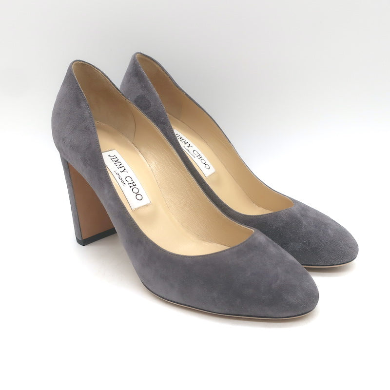 Jimmy Choo Laria Almond Toe Pumps Dusk Gray Suede Size 39 NEW