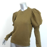 Ulla Johnson Puff Sleeve Sweatshirt Philo Olive Cotton Size Small