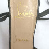 Christian Louboutin Ankle Wrap Platform Sandals Pewter Leather Size 39.5