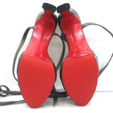 Christian Louboutin Ankle Wrap Platform Sandals Pewter Leather Size 39.5