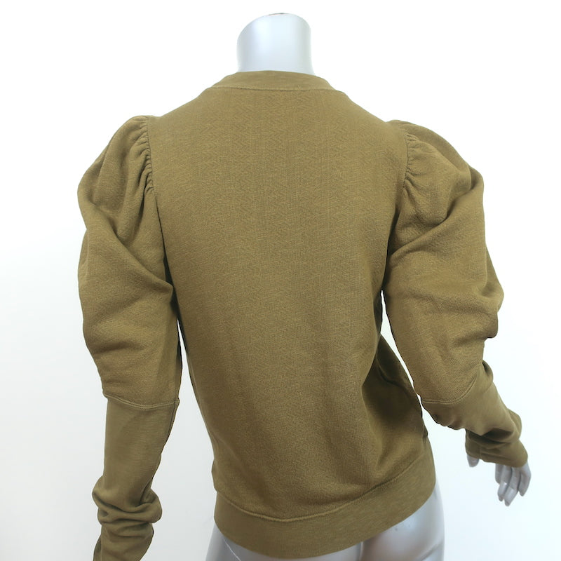 Ulla Johnson Puff Sleeve Sweatshirt Philo Olive Cotton Size Small