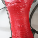 Christian Louboutin Ankle Wrap Platform Sandals Pewter Leather Size 39.5