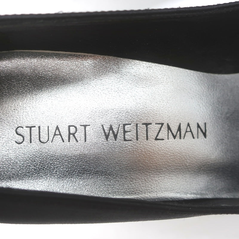 Stuart Weitzman Satin Pointed Toe Pumps Black Size 7