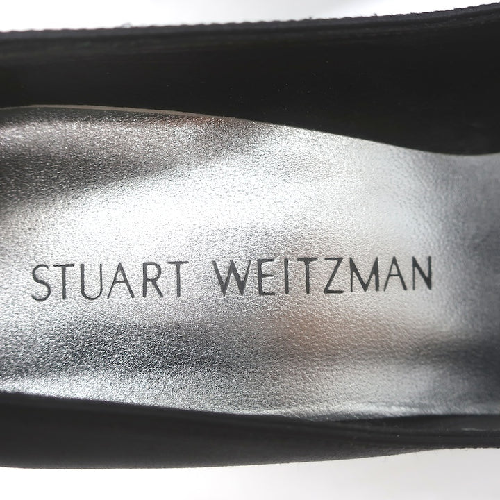 Stuart Weitzman Satin Pointed Toe Pumps Black Size 7
