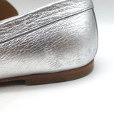 Chanel CC Metallic Leather Loafers Silver Size 38.5