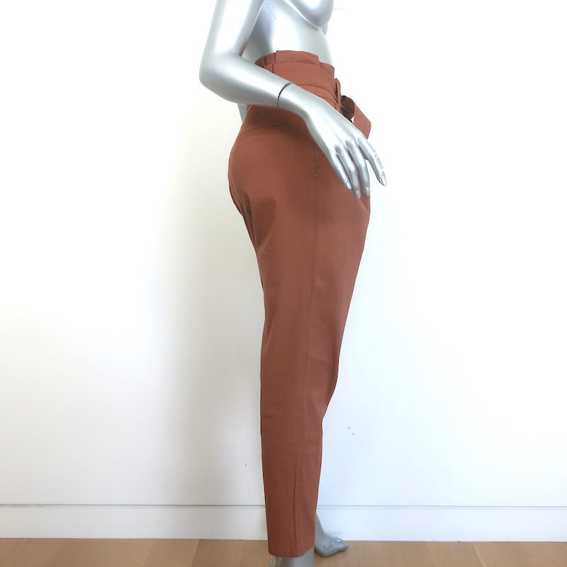 A.L.C. Davis Paperbag Waist Pants Rust Brown Linen-Blend Size 2