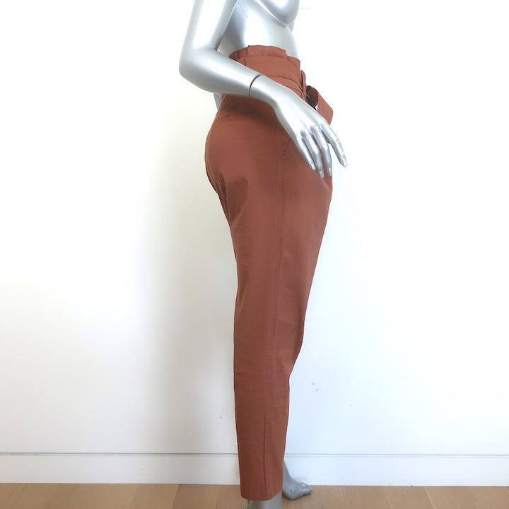 A.L.C. Davis Paperbag Waist Pants Rust Brown Linen-Blend Size 2