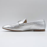 Chanel CC Metallic Leather Loafers Silver Size 38.5