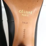 Celine Petal Heel Pumps Black Leather Size 38.5