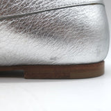 Chanel CC Metallic Leather Loafers Silver Size 38.5