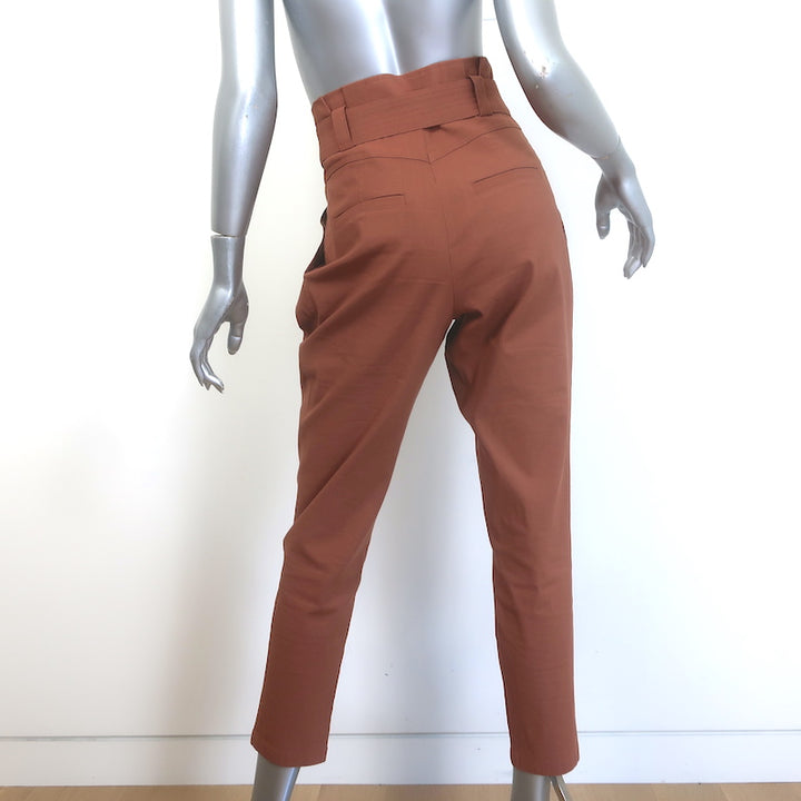 A.L.C. Davis Paperbag Waist Pants Rust Brown Linen-Blend Size 2