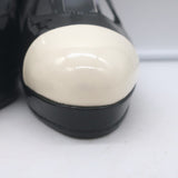 Chanel Cap Toe Slingback Platform Pumps Black & White Patent Leather Size 39.5