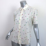 Saint Laurent Star Print Shirt Ivory Lightweight Wool Size 34 Short Sleeve Top