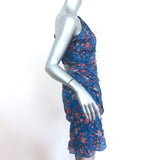 Isabel Marant Etoile One-Shoulder Mini Dress Esther Blue Printed Cotton Size 36