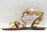 Loeffler Randall Starla Ankle Wrap Sandals Gold Metallic Leather Size 6.5 NEW