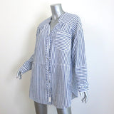 Free People We The Free One Of The Boys Striped Tunic Shirt Blue Size Medium NEW
