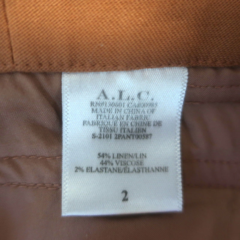 A.L.C. Davis Paperbag Waist Pants Rust Brown Linen-Blend Size 2