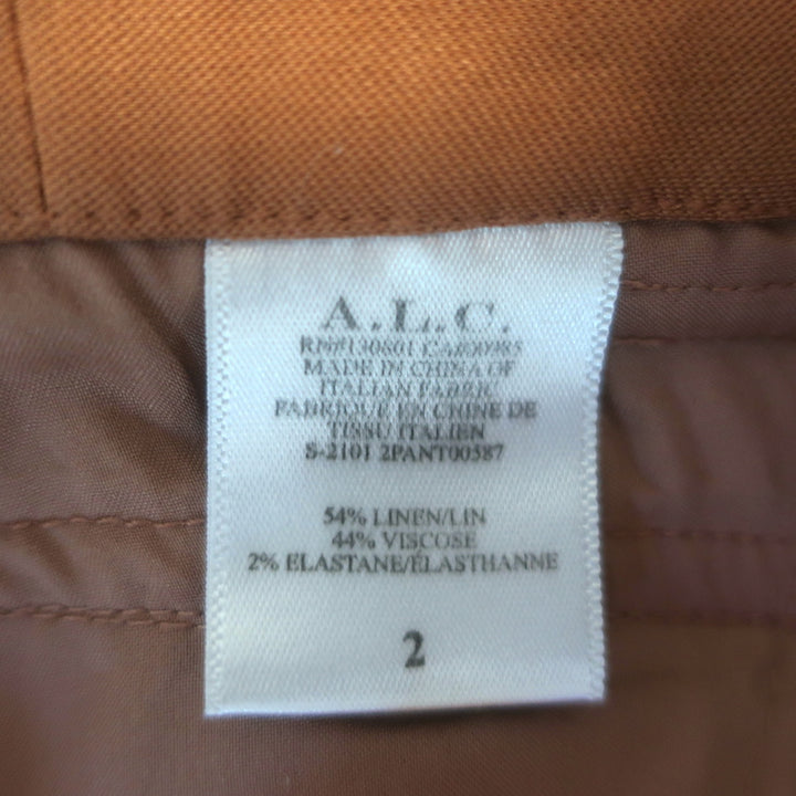 A.L.C. Davis Paperbag Waist Pants Rust Brown Linen-Blend Size 2