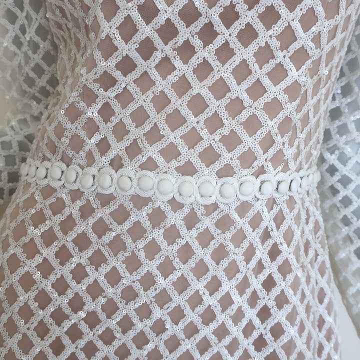 Dress the Population Collins Sequined Tulle Dress White Size Medium NEW