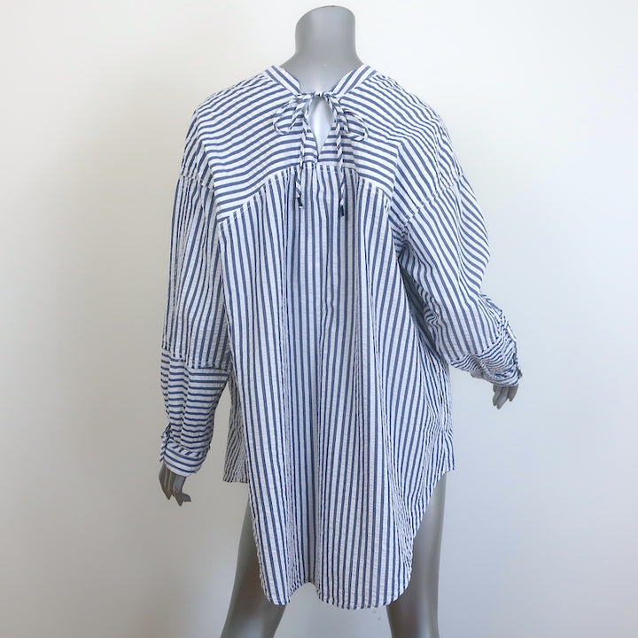 Free People We The Free One Of The Boys Striped Tunic Shirt Blue Size Medium NEW