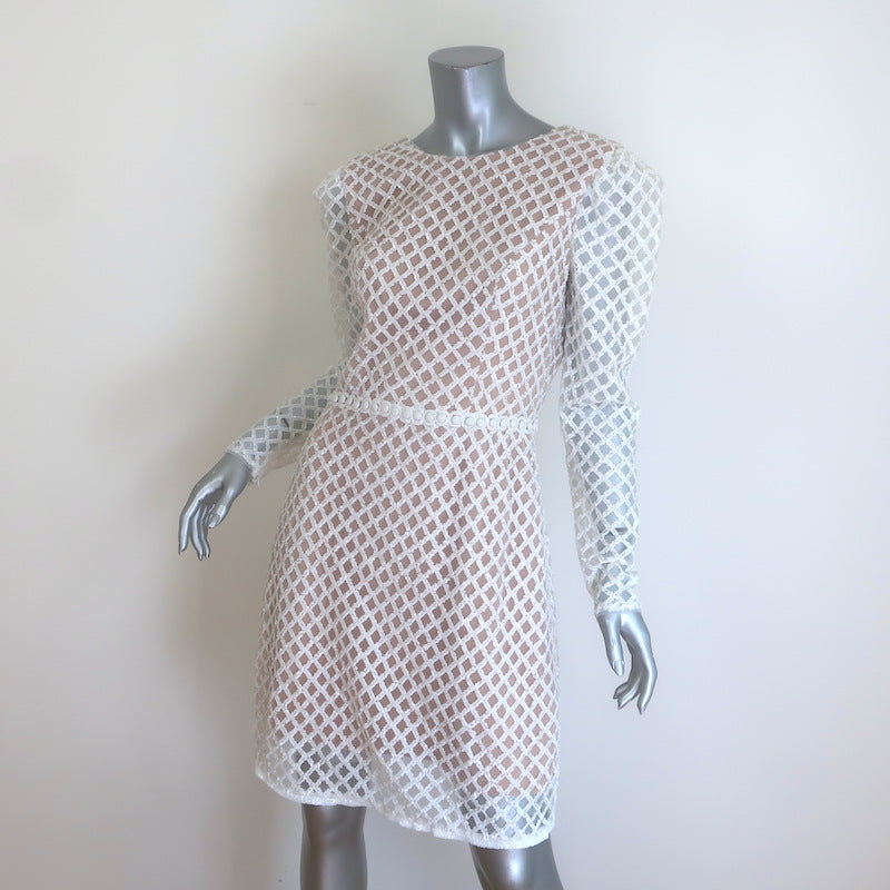 Dress the Population Collins Sequined Tulle Dress White Size Medium NEW